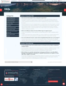 Contenu et modèle de page FAQ dédiés.